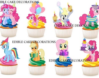 30x My Little Pony Ponies Birthday edible rice fairy paper cupcake cake toppers edible decoration Stand up My Little Pony Birthday Girl