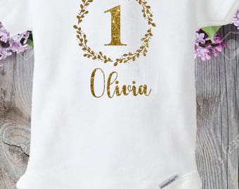 First Birthday onesie /baby girl onesie / 1st birthday onesie baby girl outfit / monthly outfit /1 one month outfit / two months outfit /