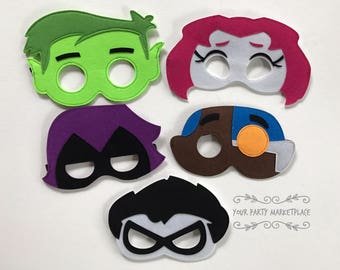 SET OF 5 Teen Titan Go Party Masks,Teen Titan Go Party Favors,Teen Titan Go Birthday,Teen Titan Party Decorations,Teen Titan Go Party