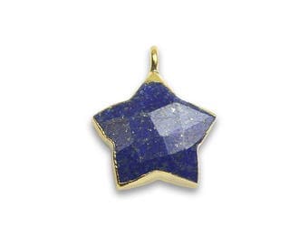 Lapis Lazuli Star Shape 12 MM Electroplating Pendant Gold plated
