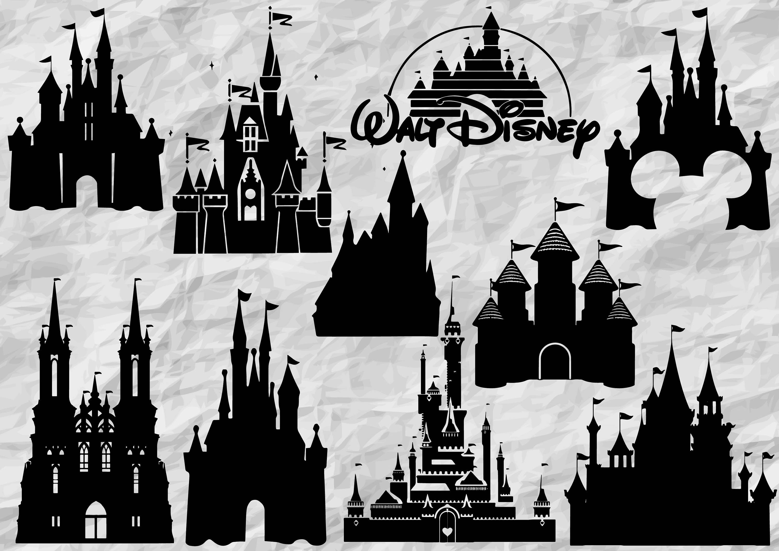 10 Disney Castle Silhouettes Disney Castle SVG cut files