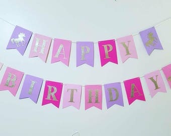 Unicorn birthday banner, unicorn birthday party decor, unicorn birthday party kit, girls birthday, first birthday decor, I am one,unicorn