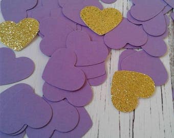 Purple paper confetti, heart confetti, wedding confetti, wedding toss, card stock confetti, bridal shower confetti, paper hearts, confetti.