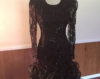 Black & Copper 1980's Party Dress