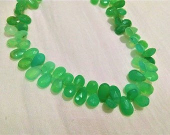ON SALE -AAA 85ct Natural Chrysoprase 6x8-6x10mm faceted pear Beads,Chrysoprase loose Beads strand, GemStone Necklaces Jewellery