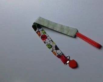 Pacifier clip heart jcoccinelles design fabric