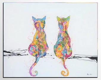 beginner easy cat paintings on canvas