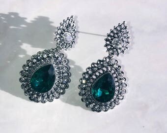 Green Statement Earrings