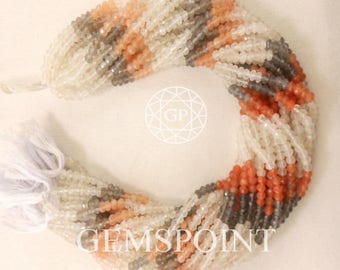 Multi Moonstone 3.5 to 4 mm Rondelles, 13.5 inch Strand, Moonstone Rondelle Beads (R-MON-0104)
