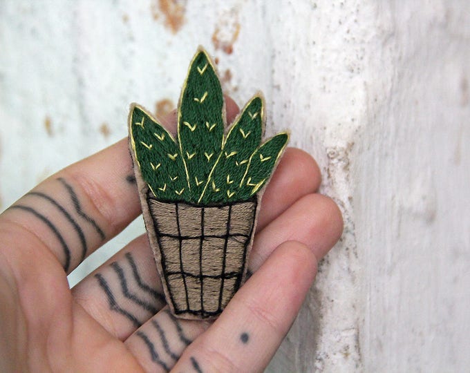 Brooch Cactus Pin Succulent Party Summer Outdoors Jewelry Botanical Cactus Lover Gift Nature Inspired Pin Embroidery Brooch Succulent Pin
