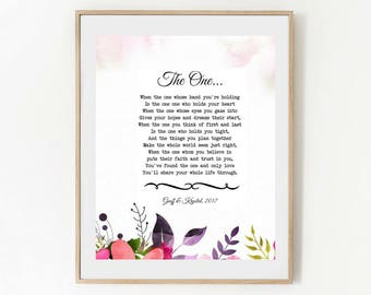 Personalized Wedding Vow, "The One", Wedding Anniversary Gift, Personalized Wedding Poem, PRINTABLE Gift For Her, Gift For Him