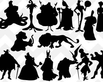 Disney Bundle SVG, Disney Villain SVG, Ursula svg, Scar svg, Maleficent svg, Gaston svg, Silhouette, Cricut, cut file, villains