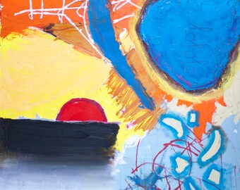 Abstract Painting orange blue