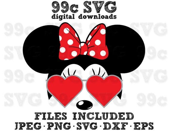 Download Minnie Heart Sunglasses SVG DXF Png Vector Cut File Cricut