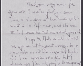 Autograph letter from Mrs. Rose Kennedy (1890-1995) to the Duchess of Windsor in Paris.
