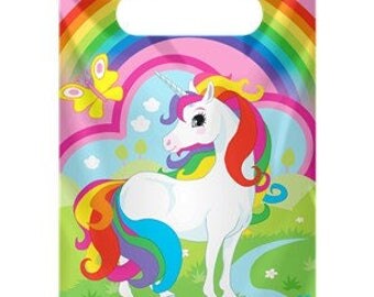 8 Rainbow Unicorn Party Bags, Loot Bags, Unicorn Party, Rainbow Party, Birthday Confetti, Birthday Party, Rainbow Birthday, Unicorn Birthday