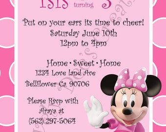 Minnie Mouse, Minnie Mouse Invitations, Minnie Mouse Birthday Invite,