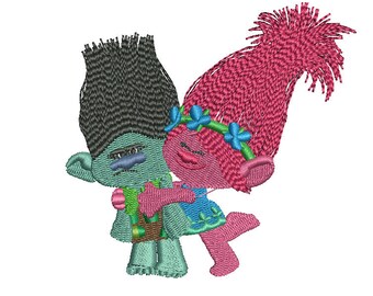 Branch and Poppy Embroidery Design, Trolls Embroidery Design, Poppy Embroidery, Baby Embroidery Design, Girl embroidery design, Trolls Movie