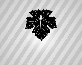 grape leaf Silhouette - Svg Dxf Eps Silhouette Rld RDWorks Pdf Png AI Files Digital Cut Vector File Svg File Cricut Laser Cut