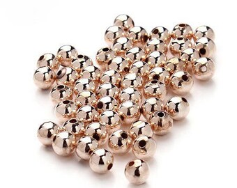 10 beautiful imitation brass beads, good quality rose gold 6mm