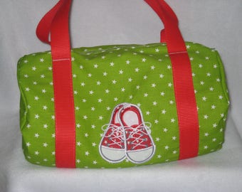 Gym bag in cotton and Red sneakers