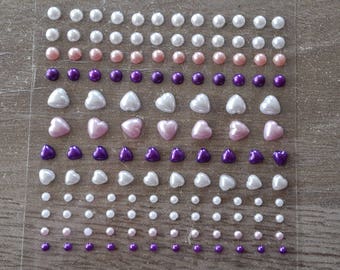 Half pink purple white pearls