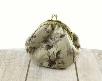 Natural gray linen coin purse