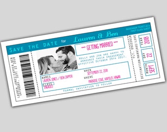 Ticket save the date | Etsy