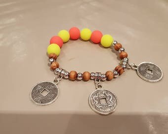 Orange and neon yellow bracelet