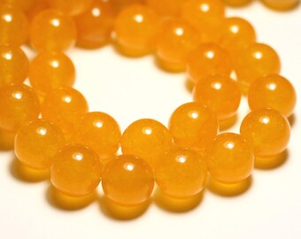 Wire 39cm 27pc env - stone beads - Jade balls 14 mm yellow mustard saffron