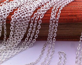 2 hammered 46 cm clasp silver plated link chain necklaces