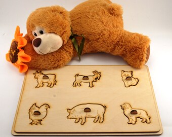 Wooden puzzle Wooden elephants Wooden animal gift Educational toys Animal puzzle Elephants family Toy for autism Baby gifts Gift 1st