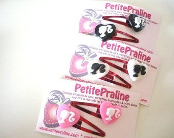 Little Girl and heart Hair clips barrettes - Choose your color