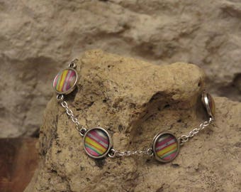 Four cabochons "collection series of colors" bracelet
