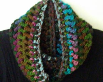 Crocheted Infinity scarf- Multicolored