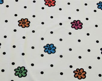 Tissue Jersey Bio, multicolored flowers 25 x 150 cm