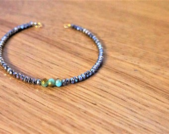bracelet in silver, grey faceted beads Blue Lagoon, trend