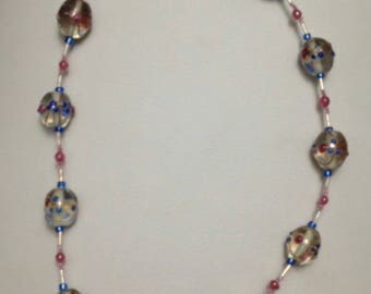 Clear Venetian glass beads necklace