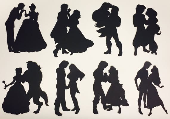 8 Disney Couple Inspired Silhouettes card making fairy jars