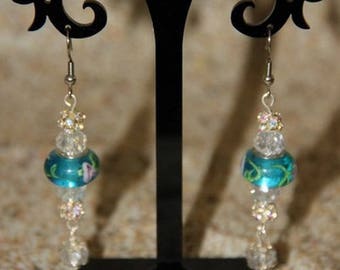 Swarovski crystal and turquoise glass earrings
