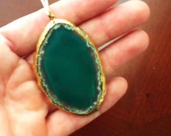 Green Agate Slice Pendant