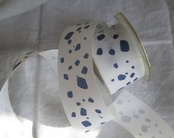 12 m Ribbon polka dot or spot Navy Blue and white