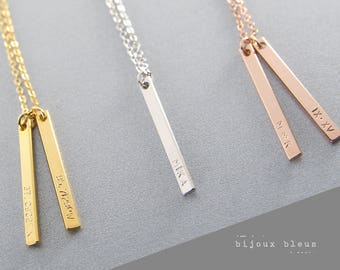 Vertical Bar Necklace | Name Necklace | Coordinate Necklace | Gift for Her | Best Friends | Personalized Necklace | Roman Numeral Necklace