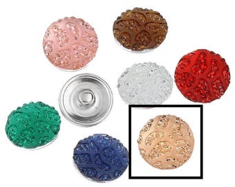 Snap rhinestones pink clear/peach chunk 18x8mm