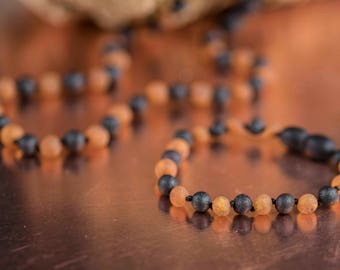 Genuine Baltic amber, baby teething bracelet, necklace, child amber bracelet, baby set, raw cognac baroque, unpolished amber anklet, jewelry