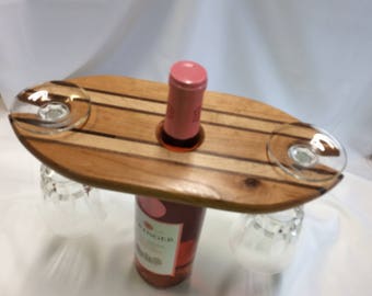 Cherry wine bottle and wine glass holder