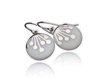 Porcelain earrings earring decor motif Umbel silver on white