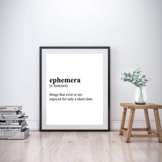Ephemera Definition Typography Print Instant Download