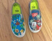 Hand painted canvas shoes - Plants vs. Zombies inspired