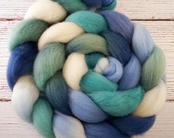 Handpainted Polwarth Wool Roving - 4 oz. DENALI - Spinning Fiber